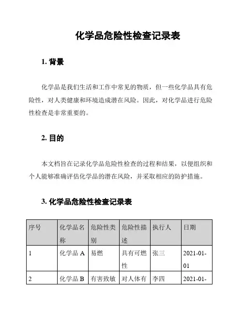 化学品危险性检查记录表