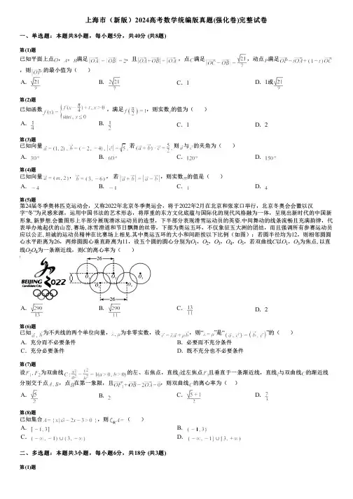 上海市(新版)2024高考数学统编版真题(强化卷)完整试卷