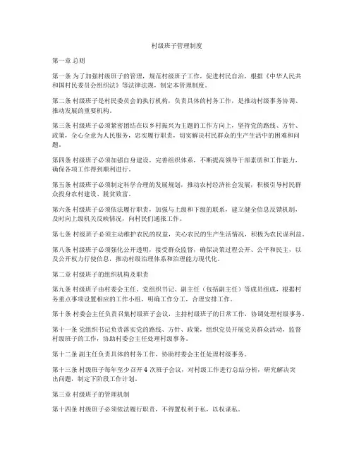 村级班子管理制度