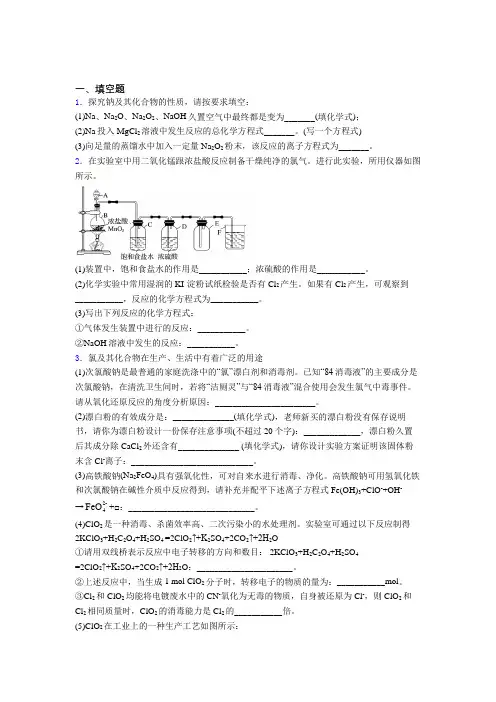 高中化学必修一第二章《海水中的重要元素—钠和氯》经典习题