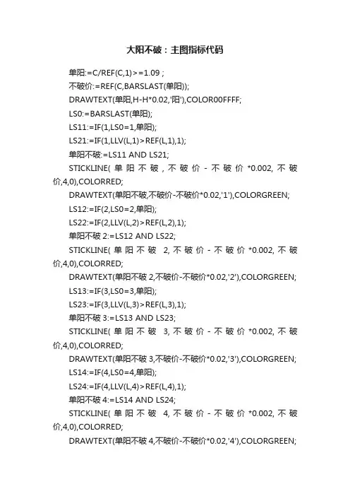 大阳不破：主图指标代码