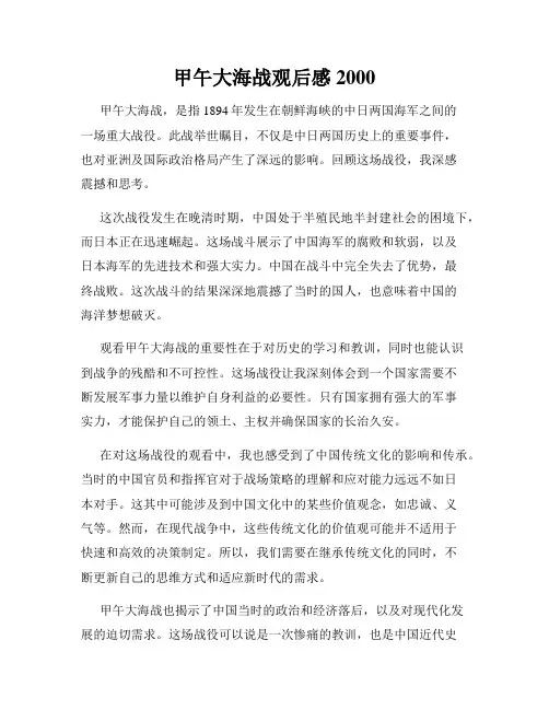 甲午大海战观后感2000