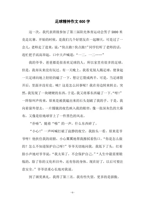 足球精神作文600字