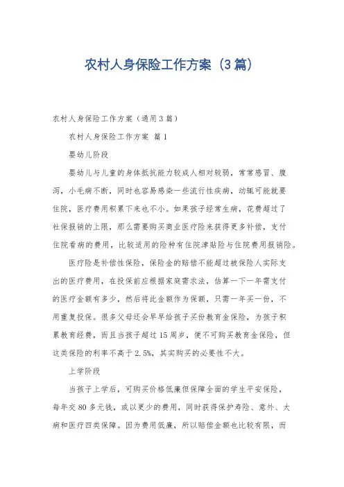 农村人身保险工作方案(3篇)