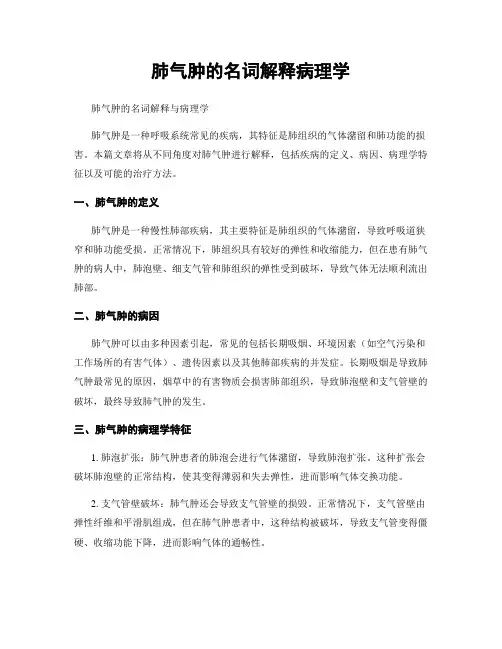 肺气肿的名词解释病理学