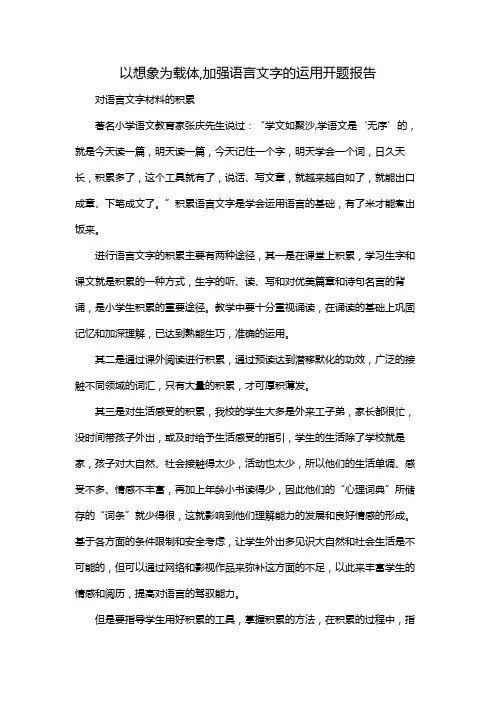 以想象为载体,加强语言文字的运用开题报告