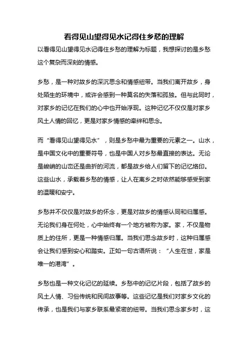 看得见山望得见水记得住乡愁的理解