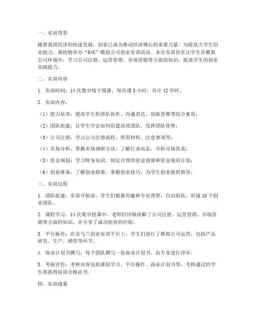 模拟注册公司实训报告