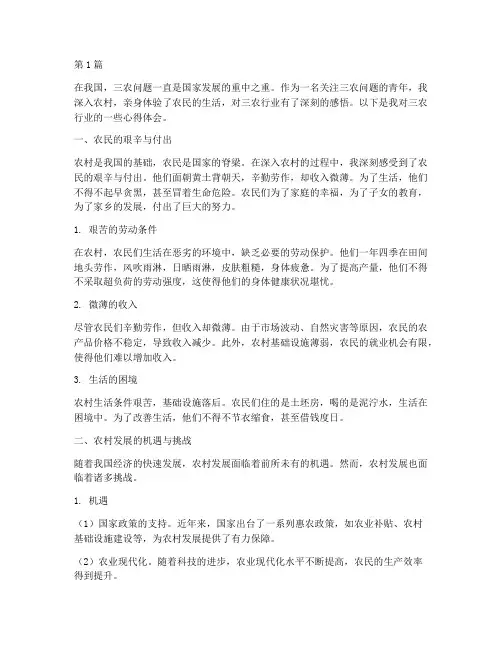 对三农行业感悟心得体会(2篇)