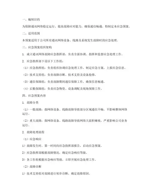 通讯网络故障应急预案