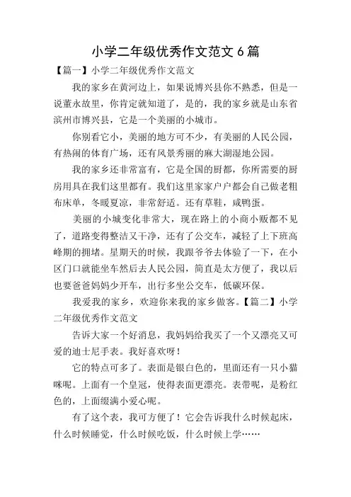 小学二年级优秀作文范文6篇