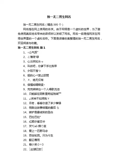 独一无二男生网名