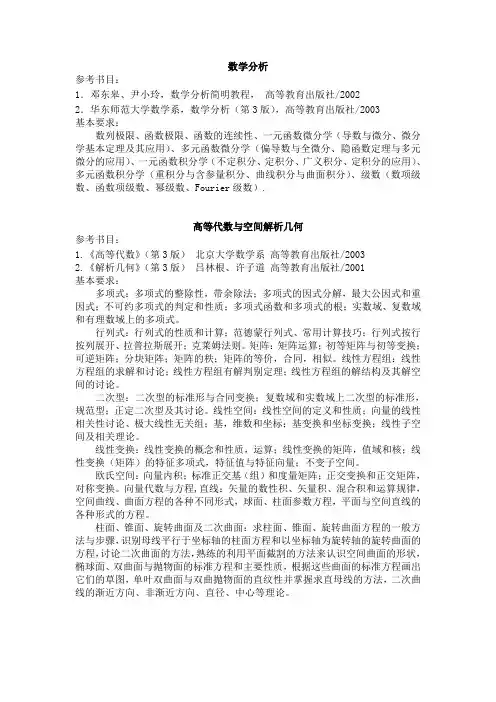 数学分析参考书目