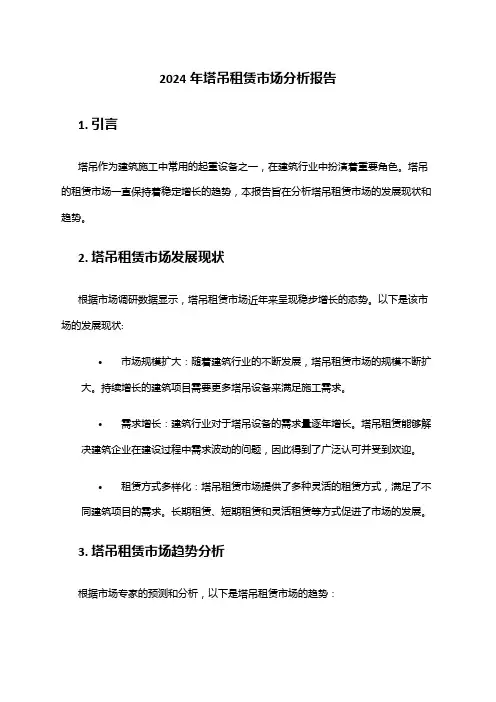 2024年塔吊租赁市场分析报告