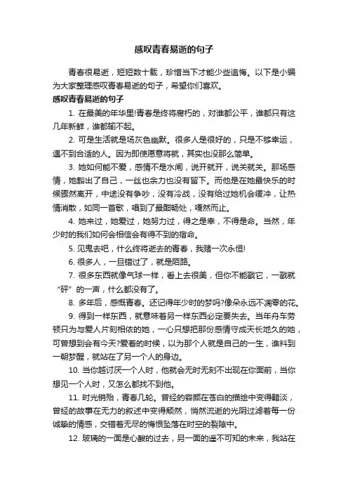 感叹青春易逝的句子