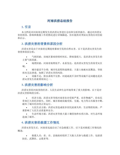 河南洪涝总结报告
