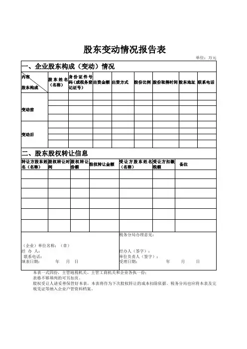 股东变动情况报告表(3份)