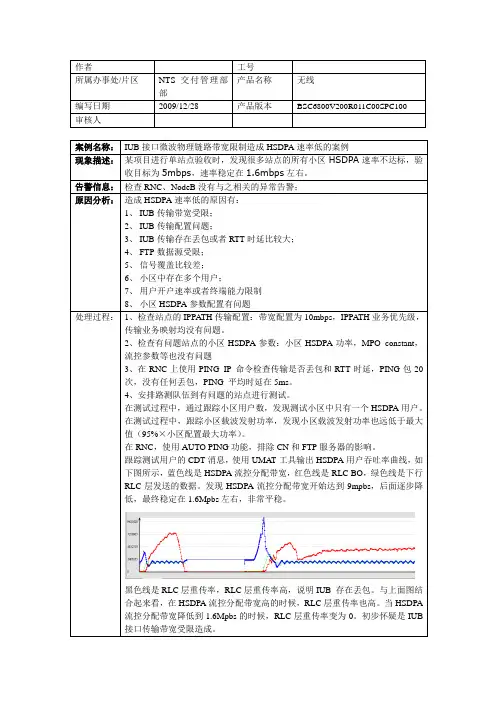 20091228-IUB接口微波物理链路带宽限制造成HSDPA速率低的案例