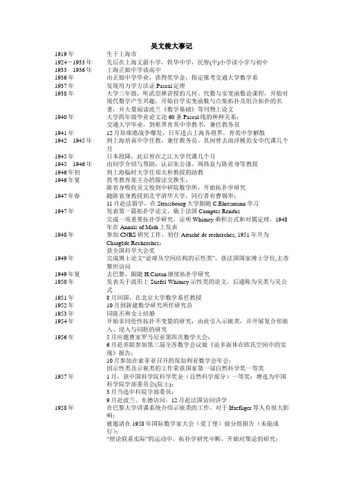 吴文俊大事记
