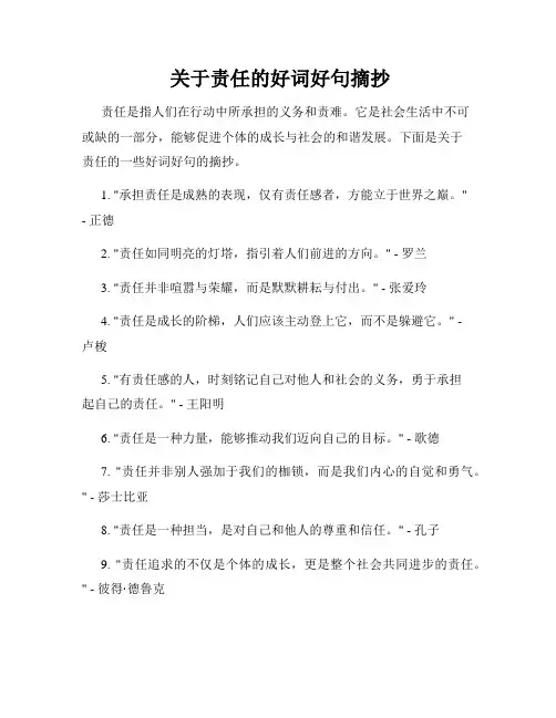  关于责任的好词好句摘抄