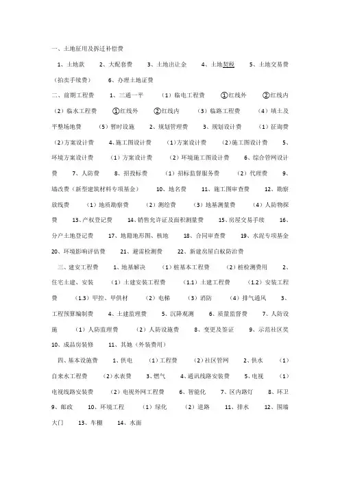 房地产开发项目成本科目样本