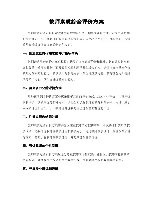 教师素质综合评价方案