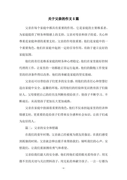 关于父亲的作文5篇