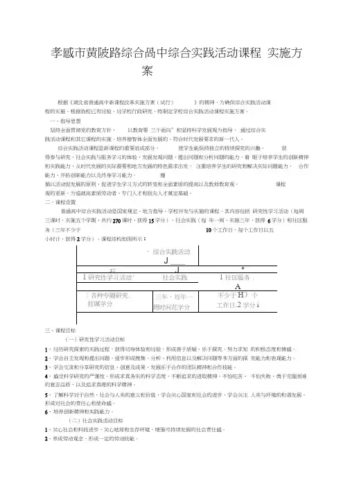 黄陂路综合高中综合实践活动课程实施方案