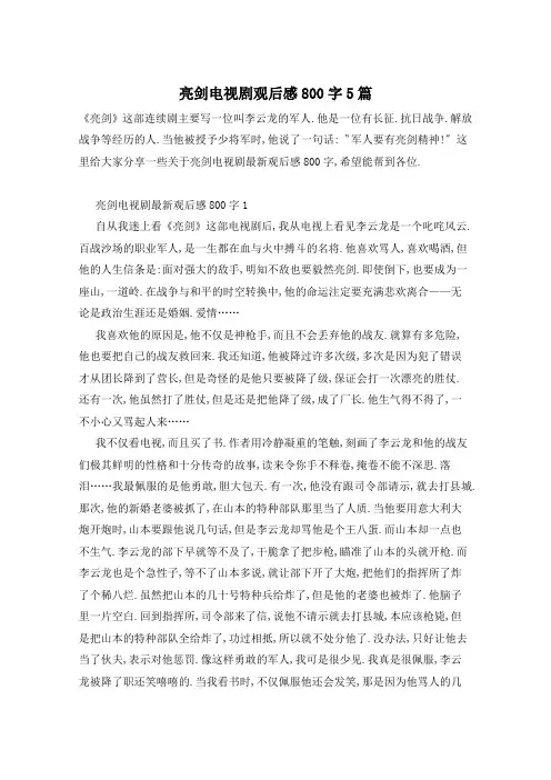 亮剑电视剧观后感800字5篇