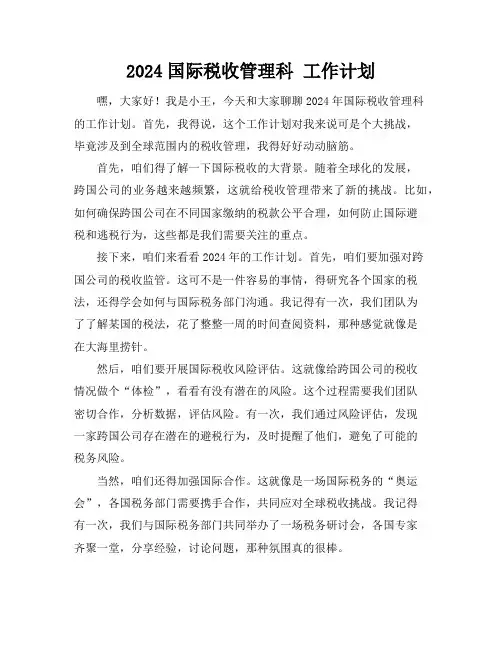 2024国际税收管理科 工作计划