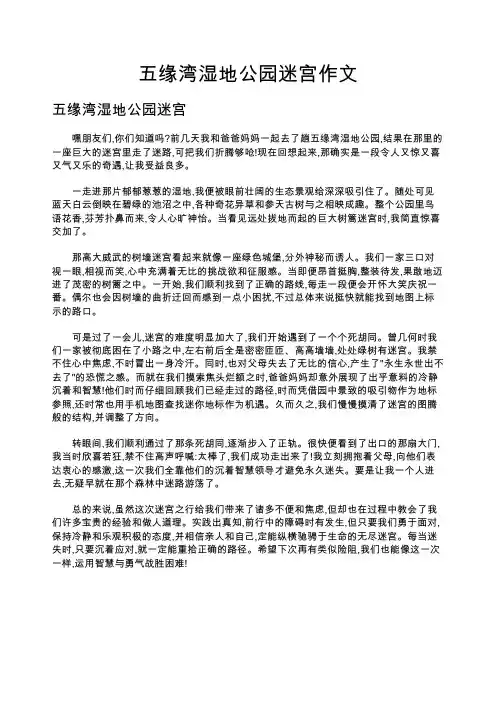 五缘湾湿地公园迷宫作文