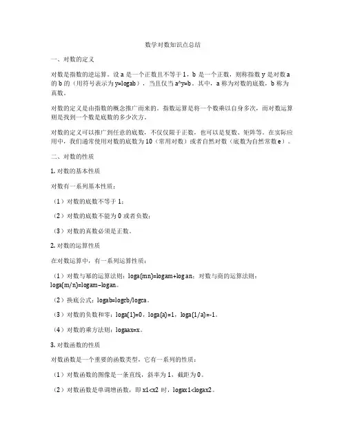 数学对数知识点总结