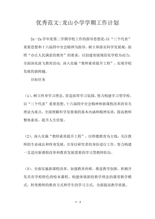 2021年龙山小学学期工作计划