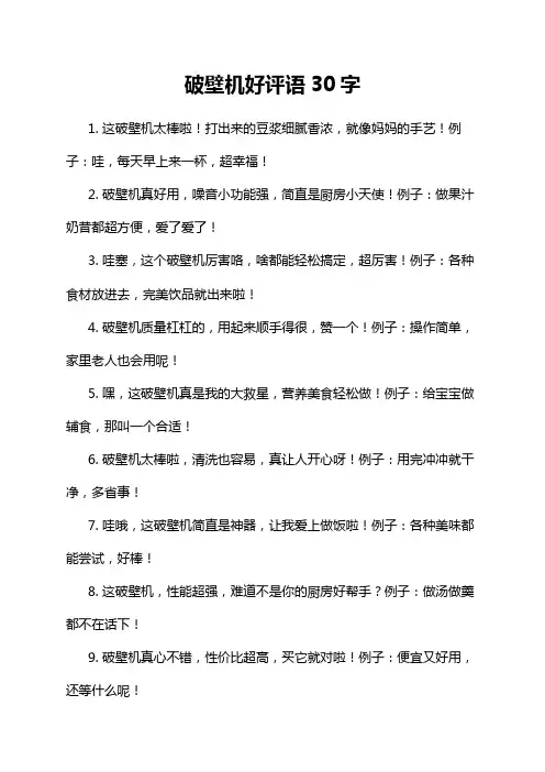 破壁机好评语30字