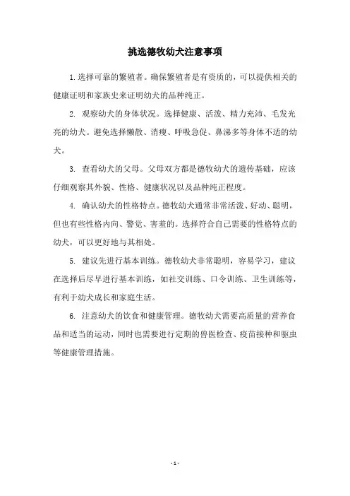 挑选德牧幼犬注意事项