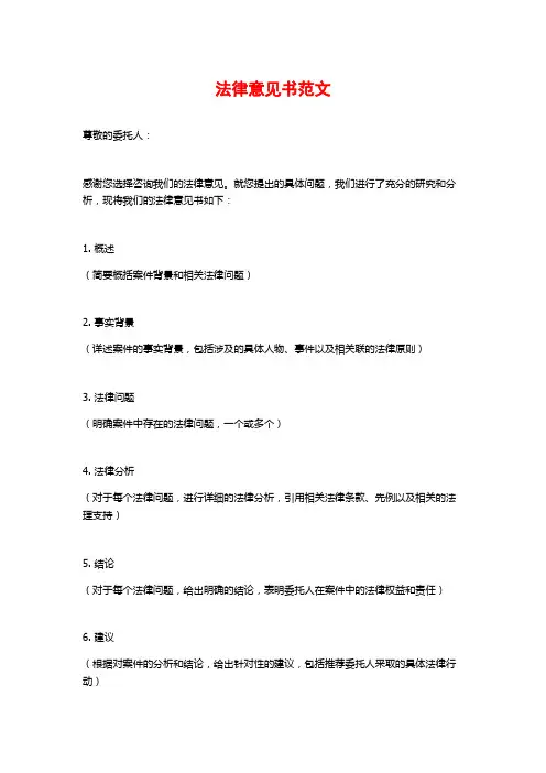 法律意见书范文