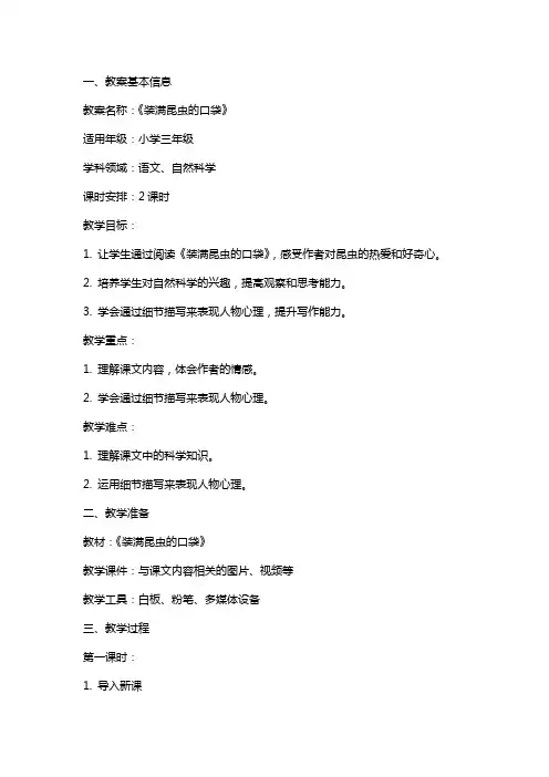 装满昆虫的口袋教案