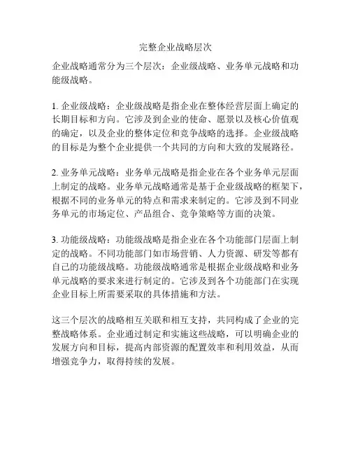 完整企业战略层次
