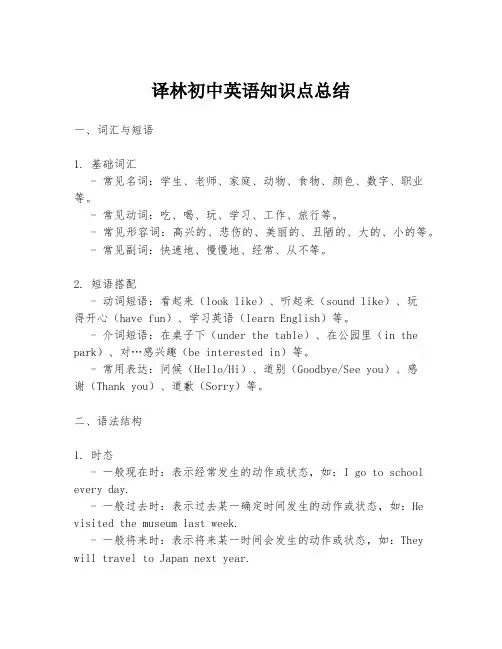 译林初中英语知识点总结