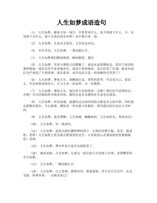 人生如梦成语造句