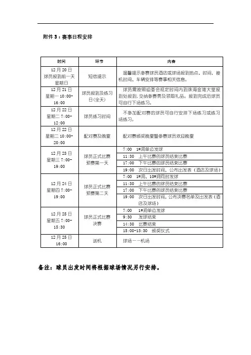 赛事日程安排【模板】