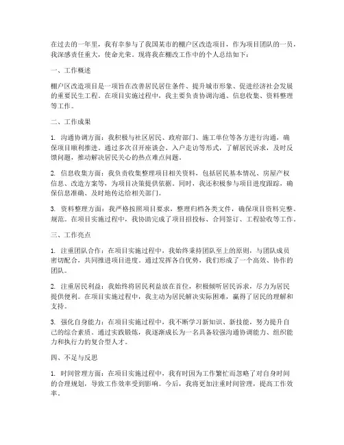 棚改工作个人总结范文