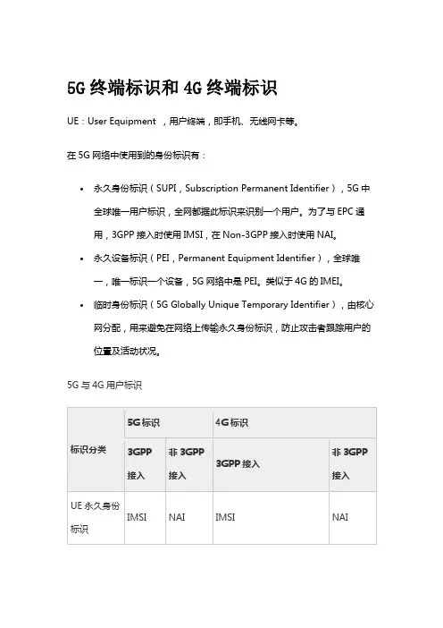 5G终端标识和4G终端标识