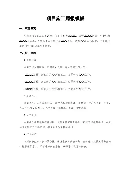 项目施工周报模板