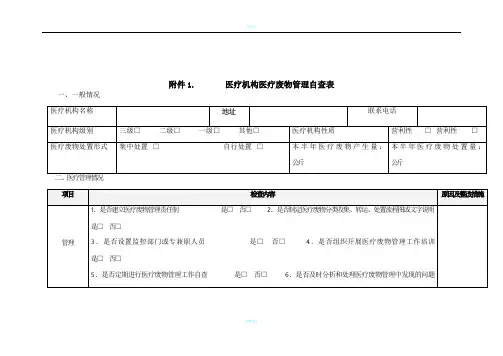 医疗机构医疗废物管理自查表
