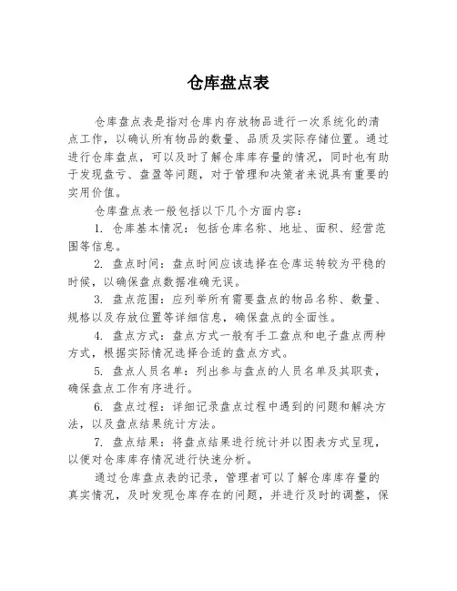 仓库盘点表