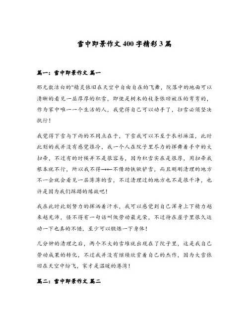 雪中即景作文400字精彩3篇