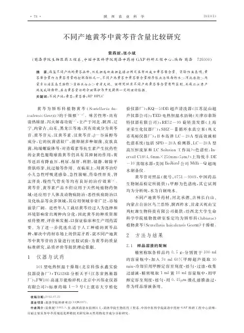 不同产地黄芩中黄芩苷含量比较研究