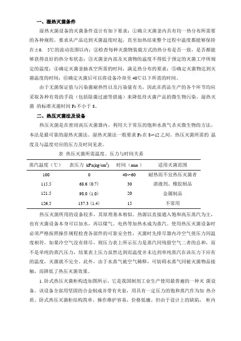 湿热灭菌条件
