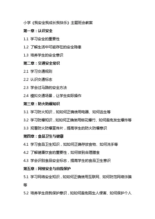 小学《我安全我成长我快乐》主题班会教案